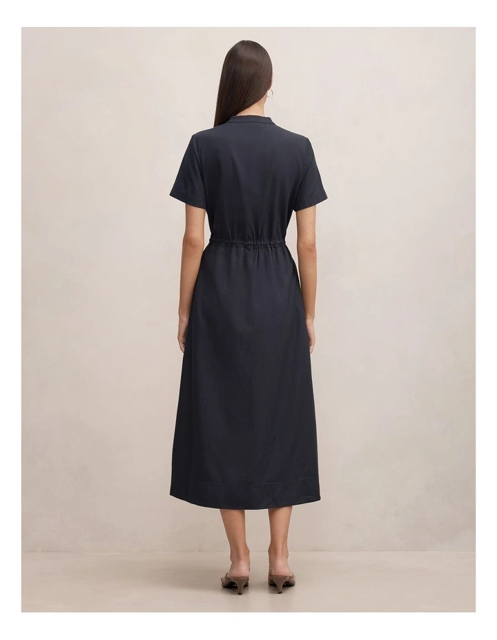 Tessa Button Down Midi Dress in Navy image 2