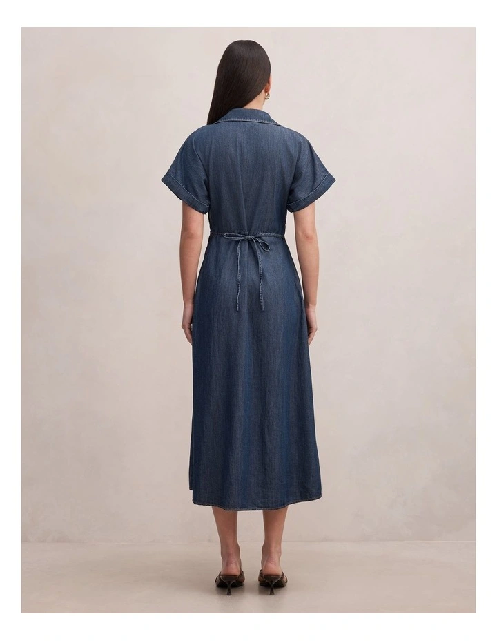 Penny Cinched Waist Midi Dress in Navy image 2