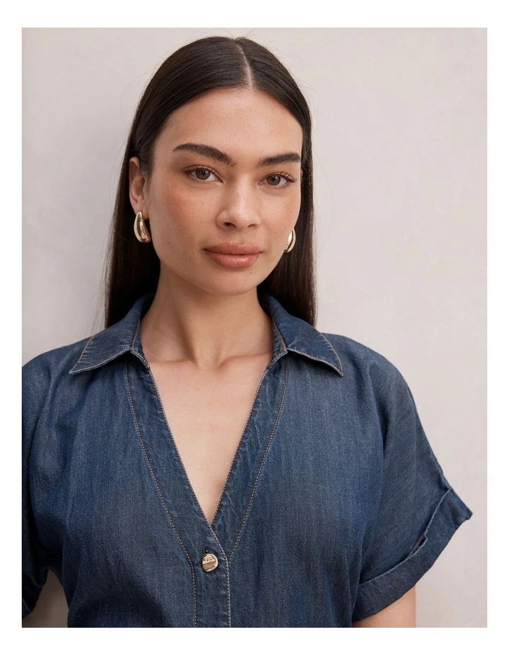 Penny Cinched Waist Midi Dress in Navy image 4