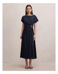Wren Hardware Detail Midi Dress in Navy