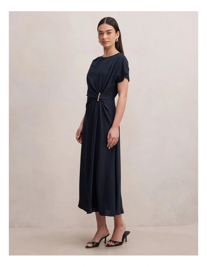 Wren Hardware Detail Midi Dress in Navy image 3