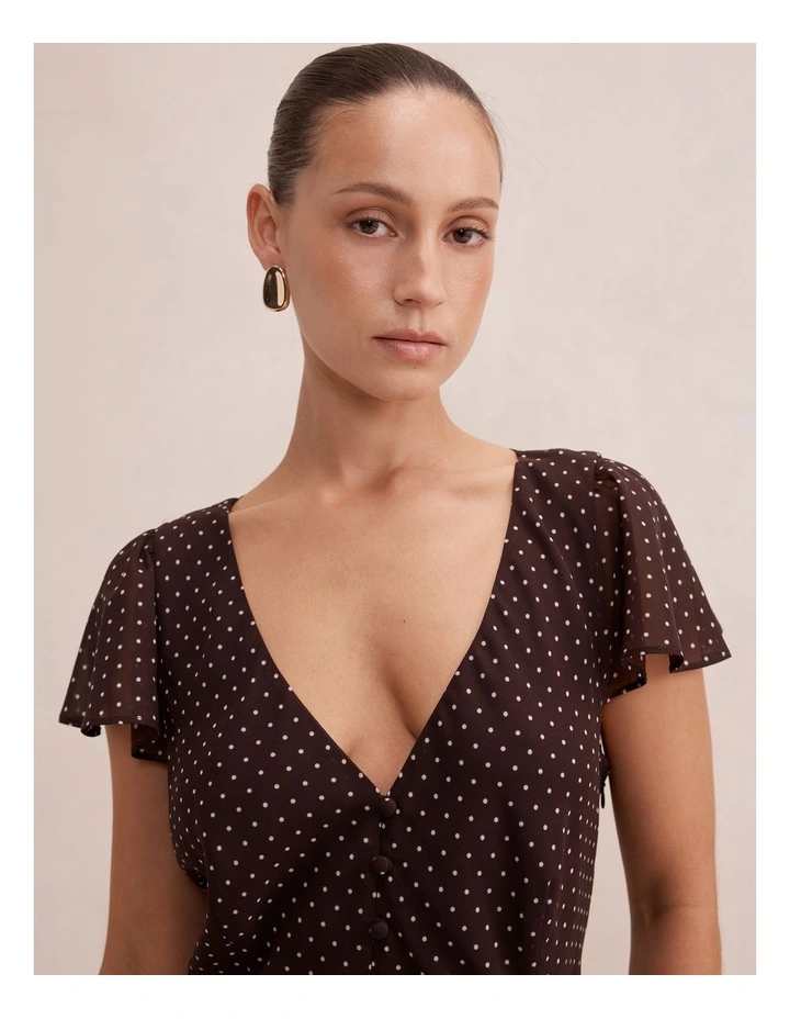 Daphne Flutter Sleeves Blouse in Brown image 4