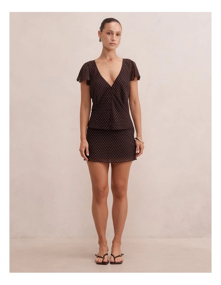 Daphne Flutter Sleeves Blouse in Brown image 5