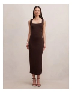 Shiloh Back Detailed Bodycon Dress in Chocolate