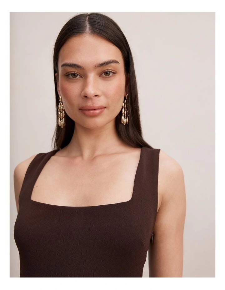 Shiloh Back Detailed Bodycon Dress in Chocolate image 4