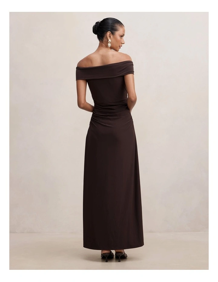 Daisy Bardot Maxi Dress in Chocolate image 2
