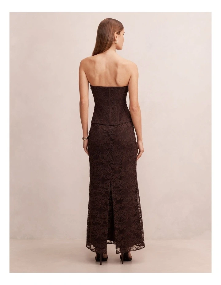Myla Lace Corset Maxi Dress in Brown image 2