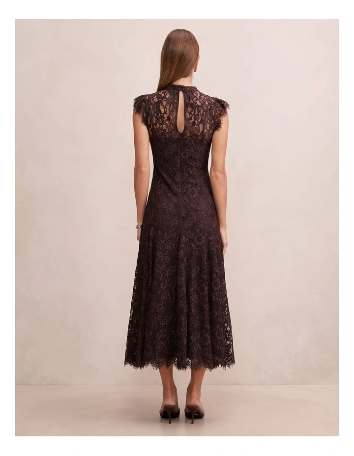 Arielle Lace Midi Dress in Brown image 2
