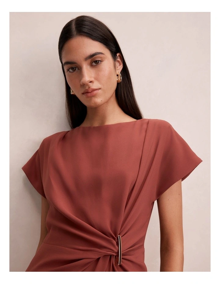 Wren Hardware Detail Midi Dress in Brown image 4
