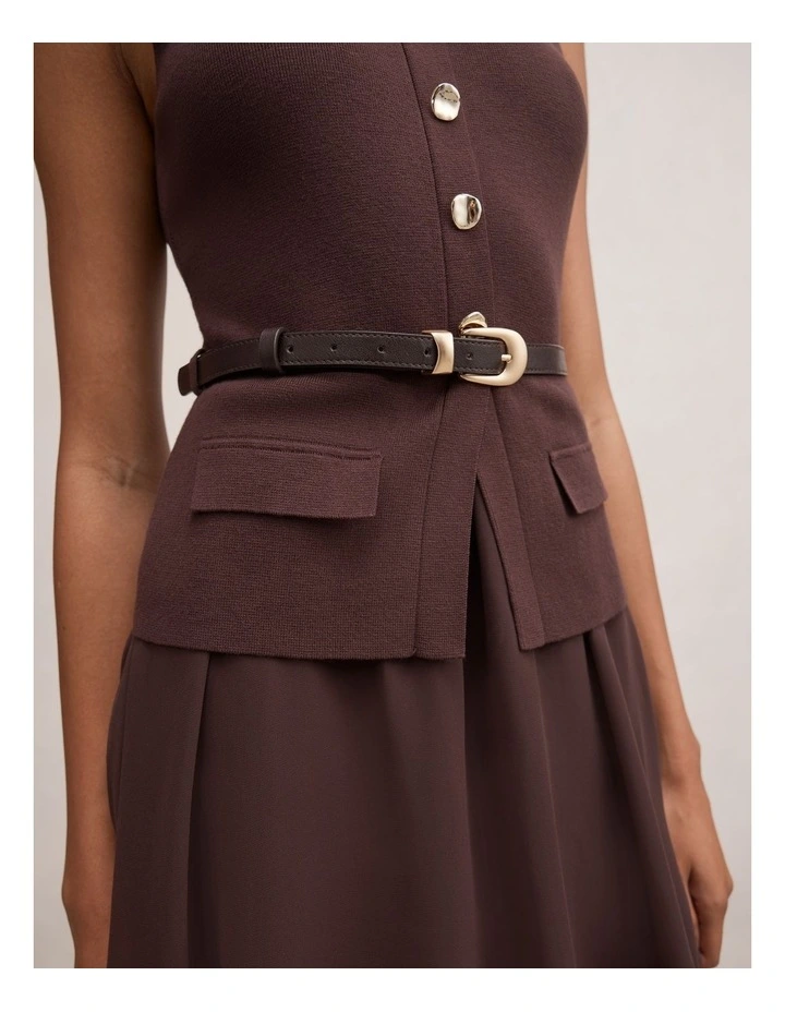 Belle Woven Mix Mini dress in Chocolate image 4
