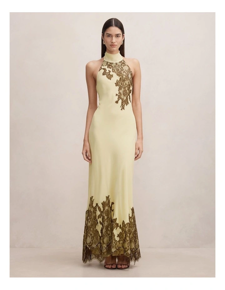Aurelia Lace Trim Maxi Dress in Yellow image 1
