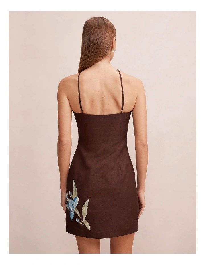 Beau Halter Neck Mini Dress in Brown image 2