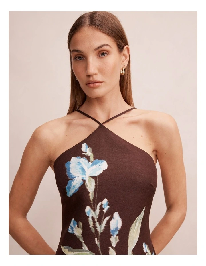 Beau Halter Neck Mini Dress in Brown image 4