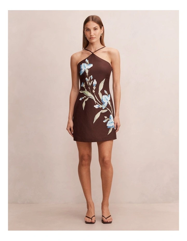 Beau Halter Neck Mini Dress in Brown image 5