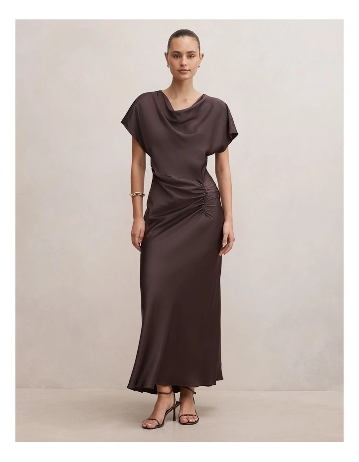 Ada Grown On Sleeves Maxi Dress in Chocolate image 1