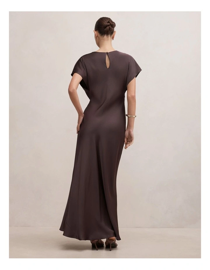 Ada Grown On Sleeves Maxi Dress in Chocolate image 2