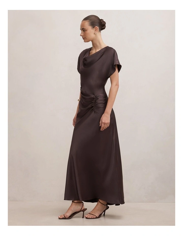 Ada Grown On Sleeves Maxi Dress in Chocolate image 3