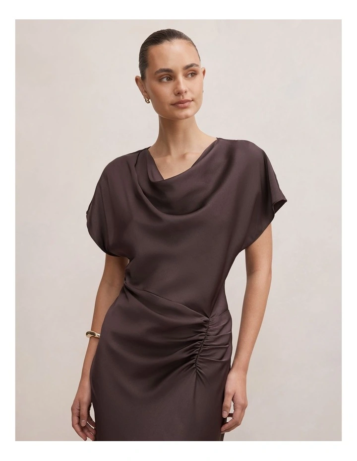 Ada Grown On Sleeves Maxi Dress in Chocolate image 4