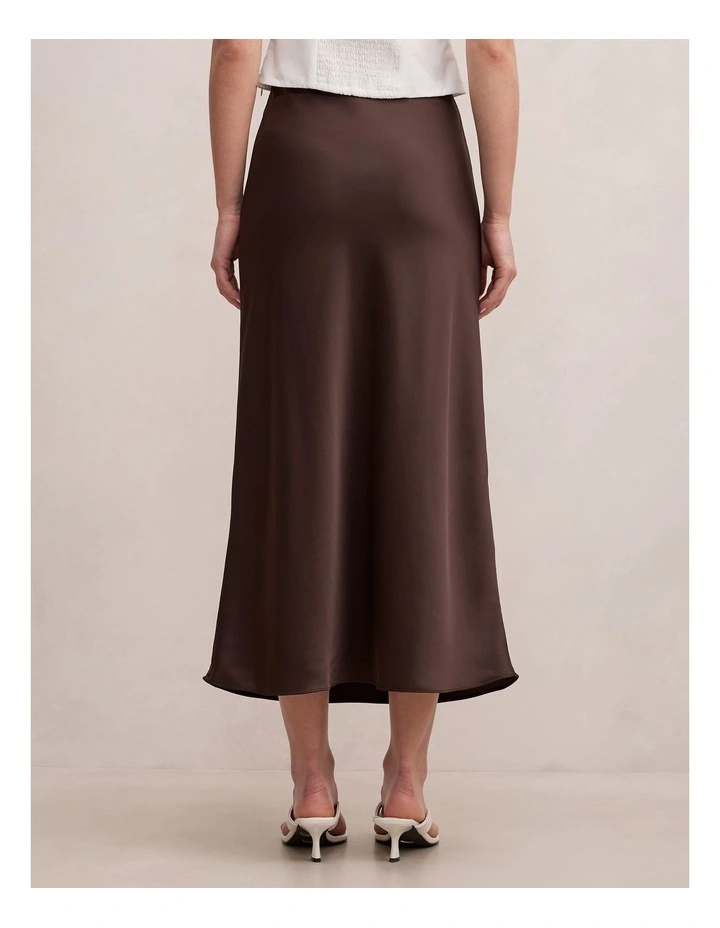 Sally Satin Slip Skirt in Brown image 2