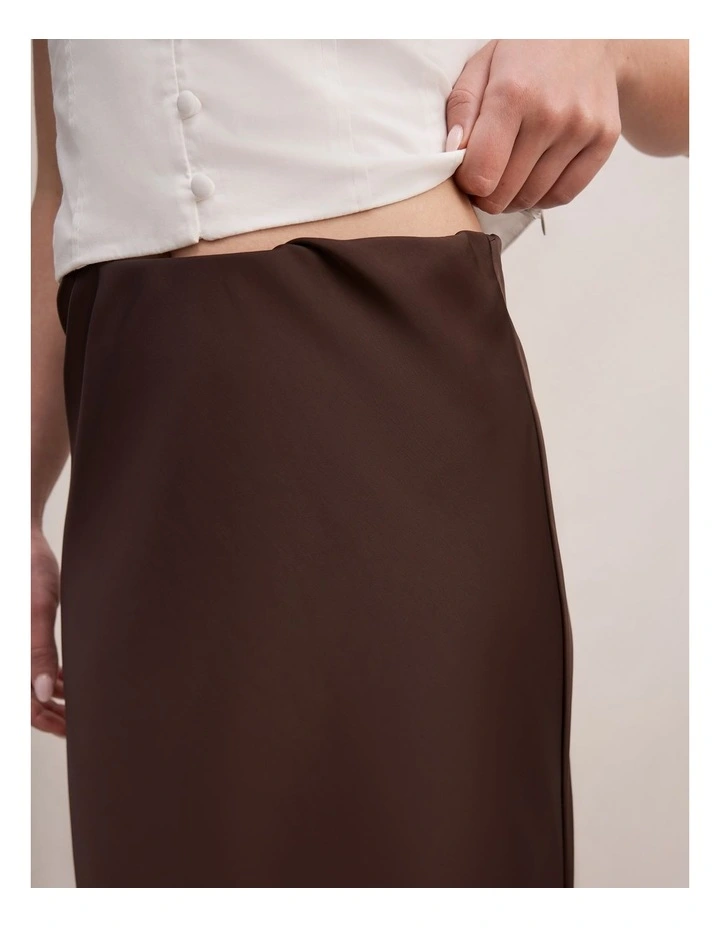 Sally Satin Slip Skirt in Brown image 4