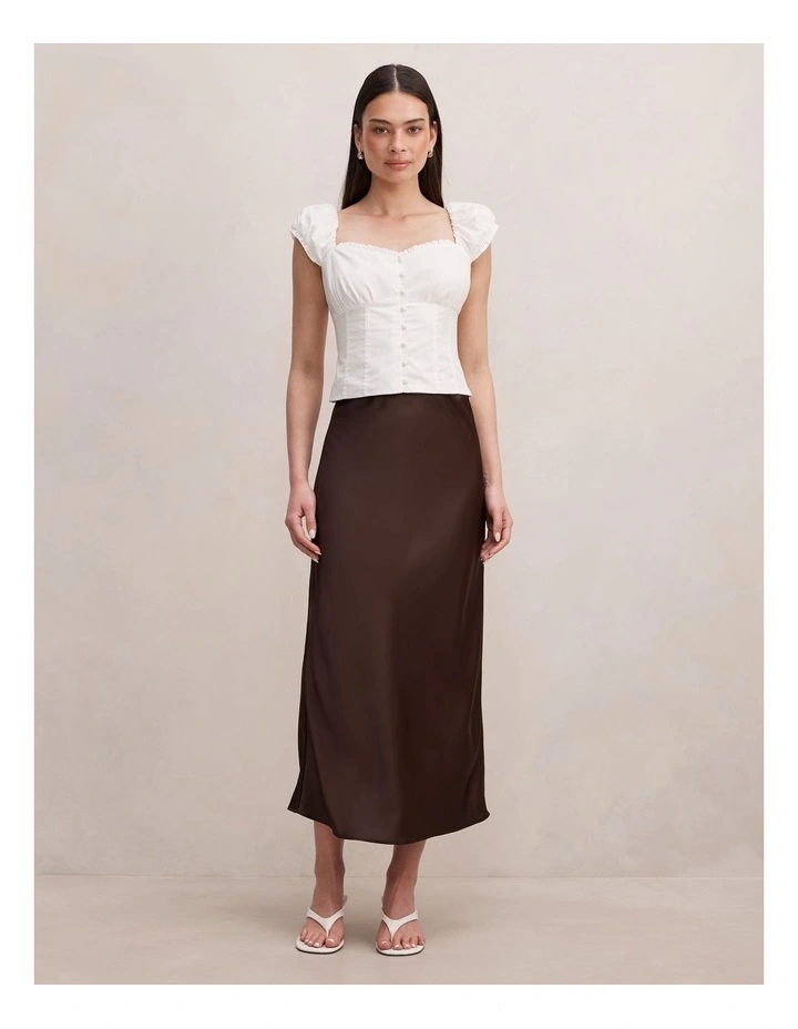 Sally Satin Slip Skirt in Brown image 5