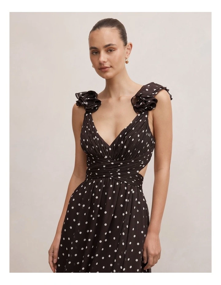 Selena Ruffle Shoulder Maxi Dress in Brown image 4