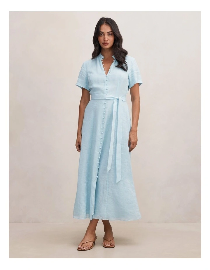 Therese Short Sleeves Midi Dress in Blue image 1