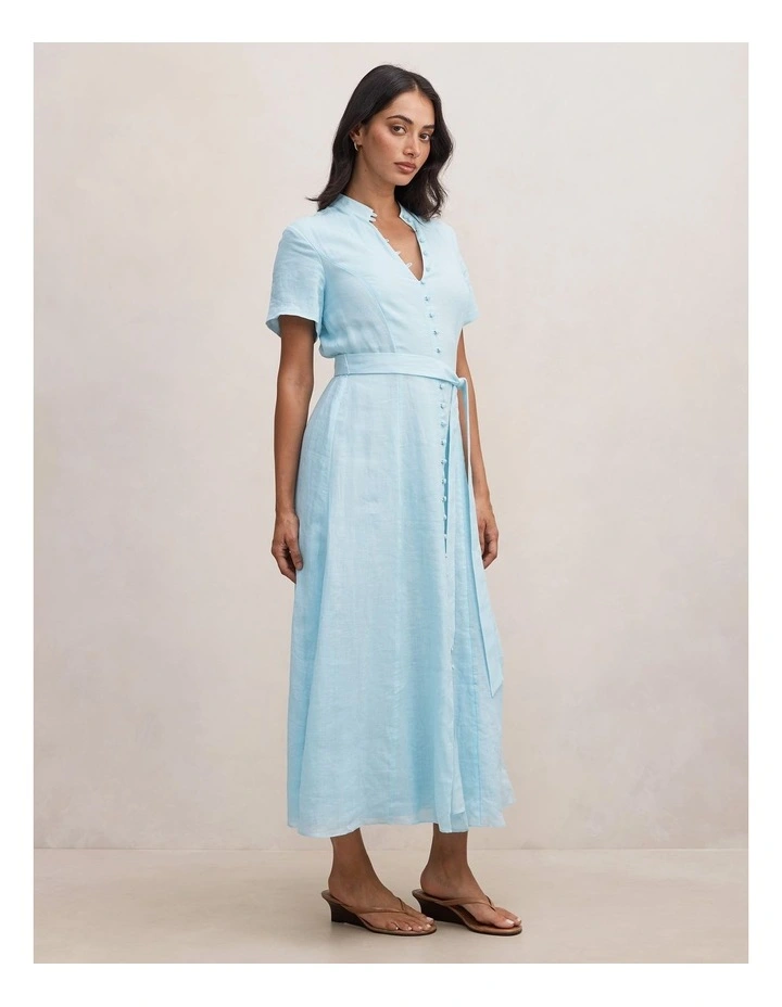 Therese Short Sleeves Midi Dress in Blue image 3