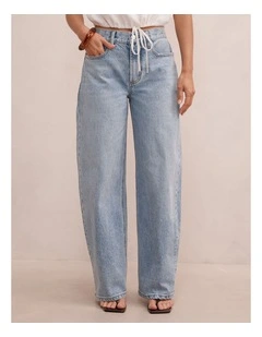 Emma Mid Rise Barrel Leg Jeans in Blue