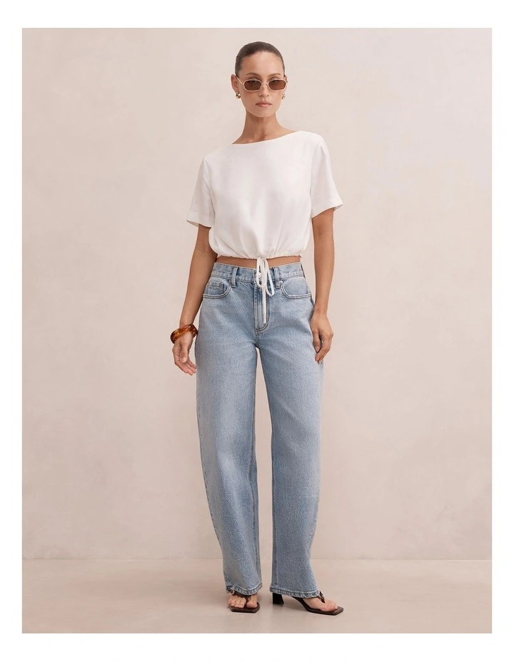 Emma Mid Rise Barrel Leg Jeans in Blue image 5