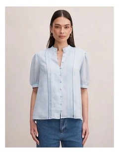 Skye Trim Detail Blouse in Blue