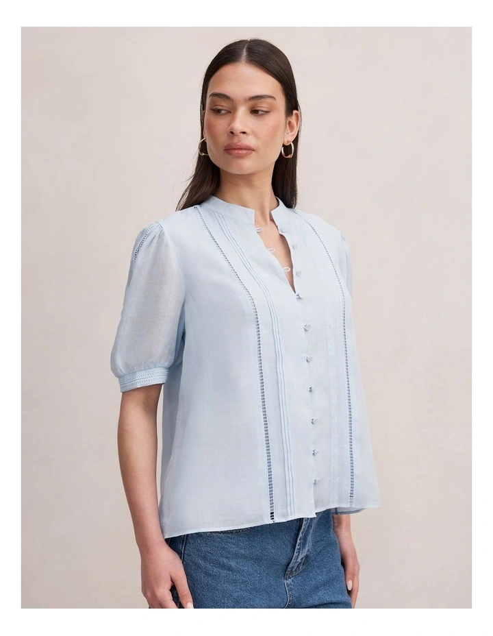 Skye Trim Detail Blouse in Blue image 3