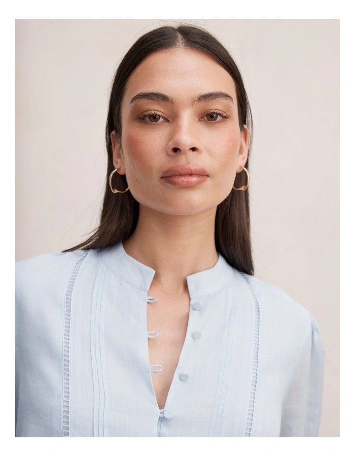 Skye Trim Detail Blouse in Blue image 4