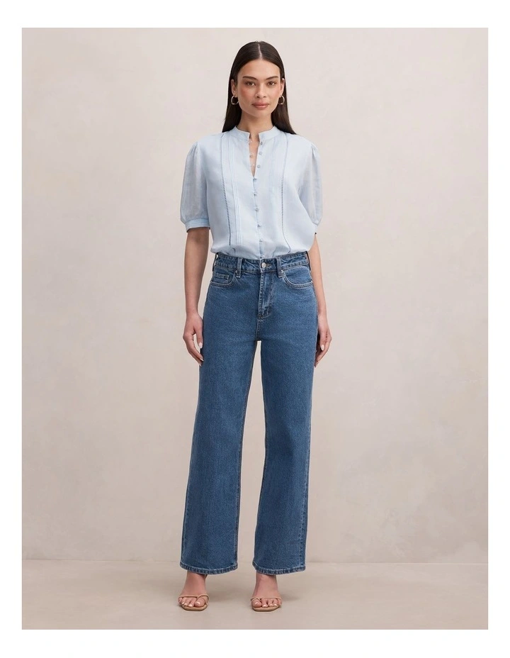 Skye Trim Detail Blouse in Blue image 5