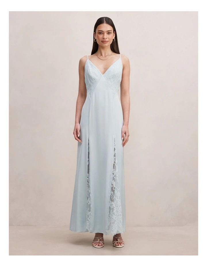 Salome V-Neck Lace Maxi Dress in Blue image 1