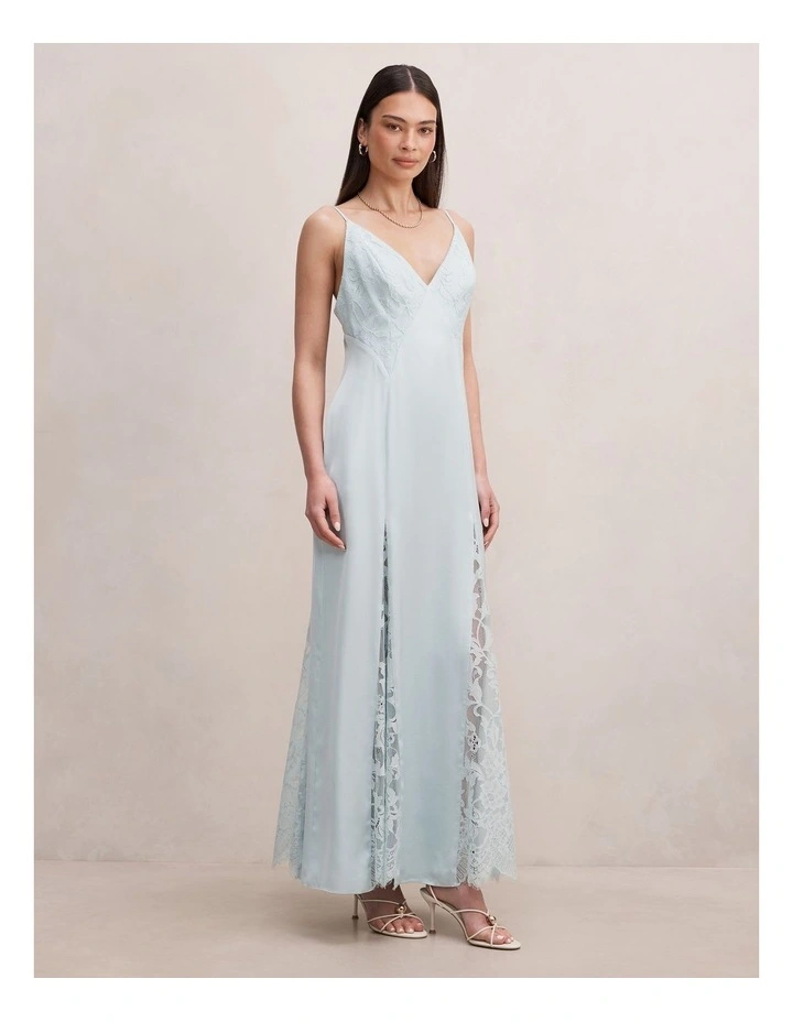 Salome V-Neck Lace Maxi Dress in Blue image 3