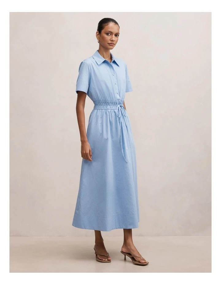 Brynn Elastic Waist Midi Dress in Blue image 3