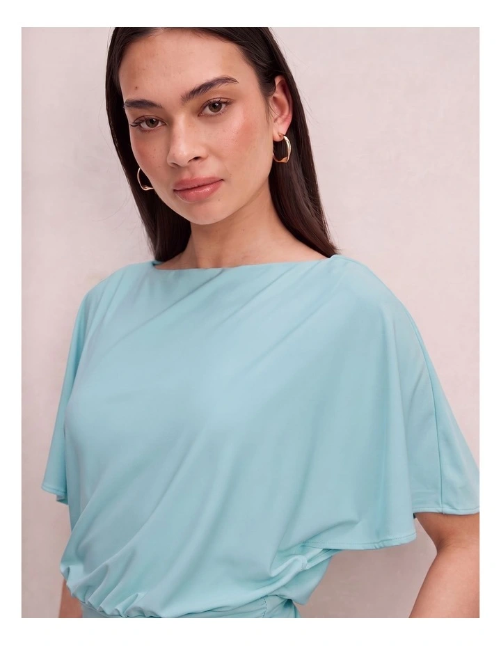 Piper Cinched Flutter Sleeves Top in Blue image 4