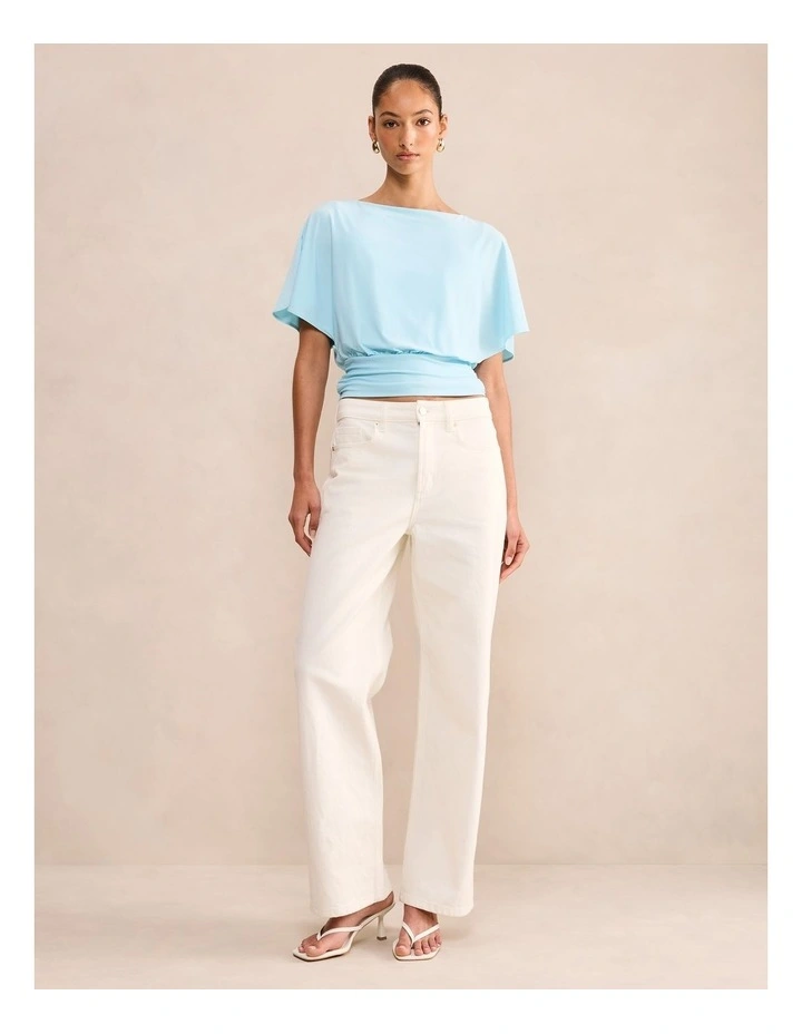 Piper Cinched Flutter Sleeves Top in Blue image 5