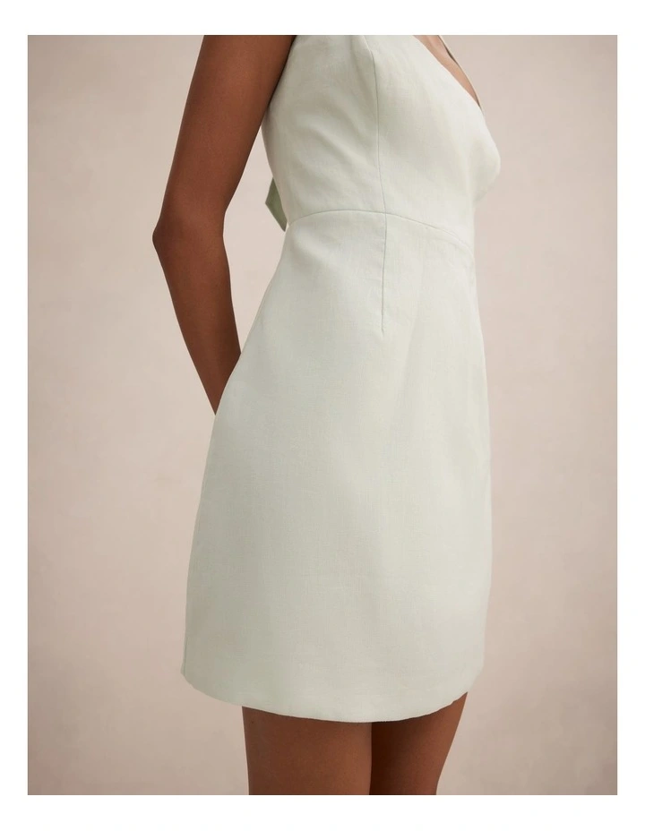 Jade Halter Neck Tie Mini Dress in Green image 4