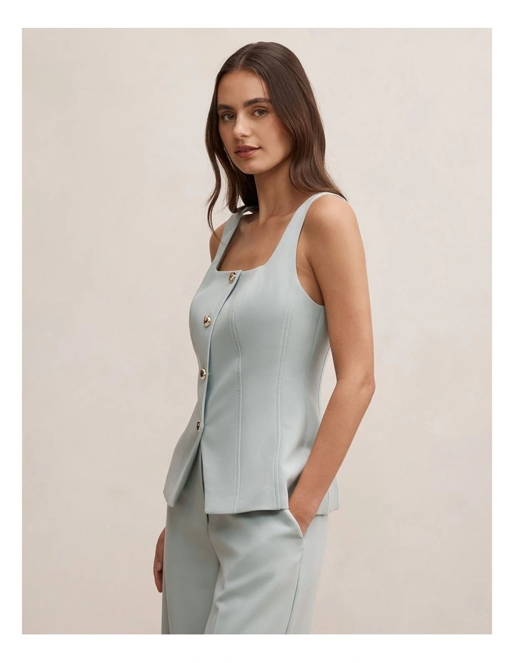 Lee Square Neck Waistcoat in Blue image 3