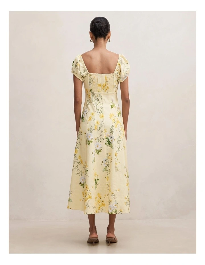Sallie Tie Front Midi Dress in Yellow image 2