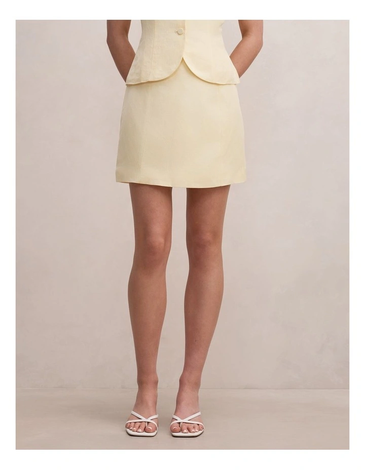 Ali Linen Mini Skirt in Yellow image 1