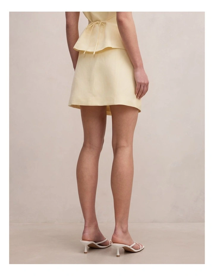 Ali Linen Mini Skirt in Yellow image 2
