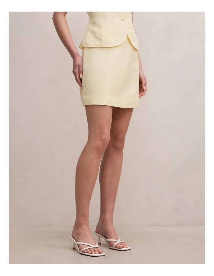 Ali Linen Mini Skirt in Yellow image 3