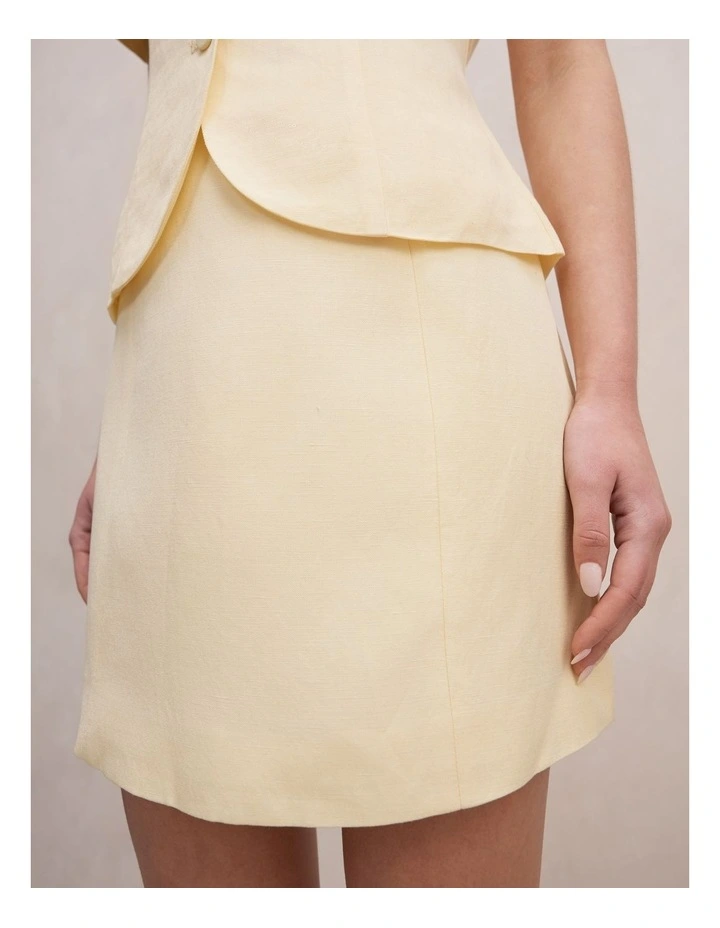 Ali Linen Mini Skirt in Yellow image 4