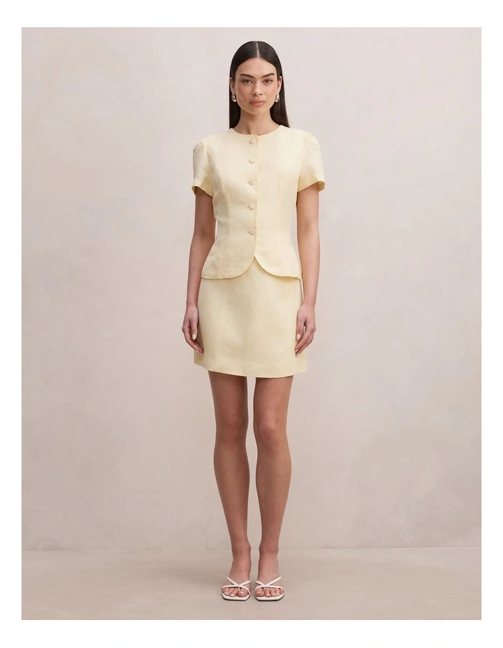 Ali Linen Mini Skirt in Yellow image 5