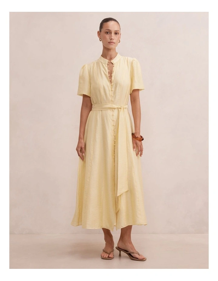 Alison Flutter Sleeves Midi Dress in Yellow image 1