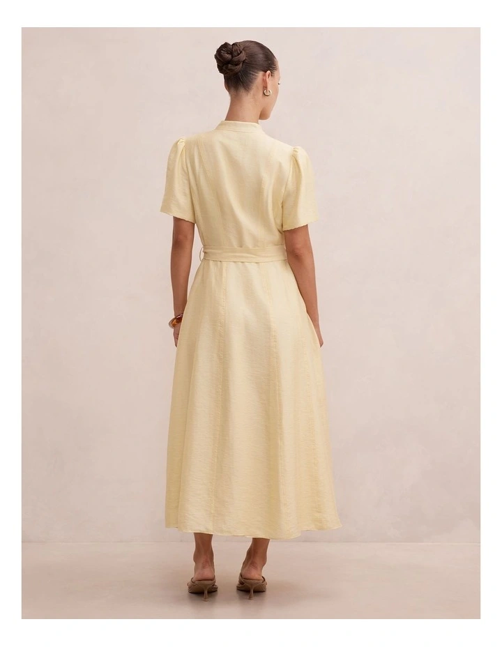 Alison Flutter Sleeves Midi Dress in Yellow image 2