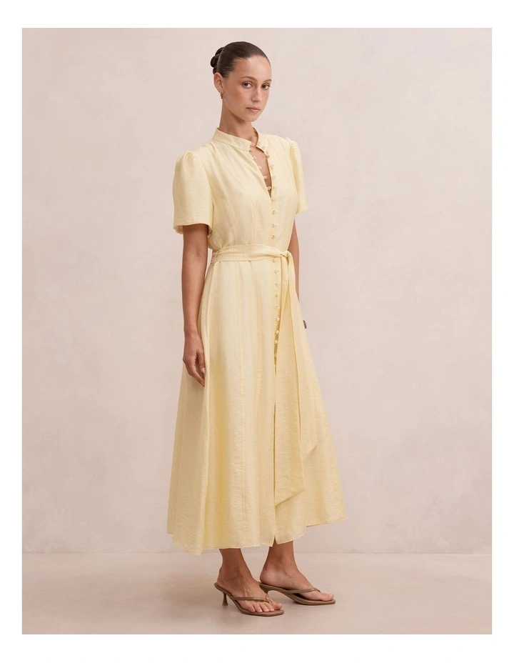Alison Flutter Sleeves Midi Dress in Yellow image 3